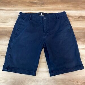 7 For All Mankind Mens Luxe Performance Chino Shorts Navy Blue Size 34